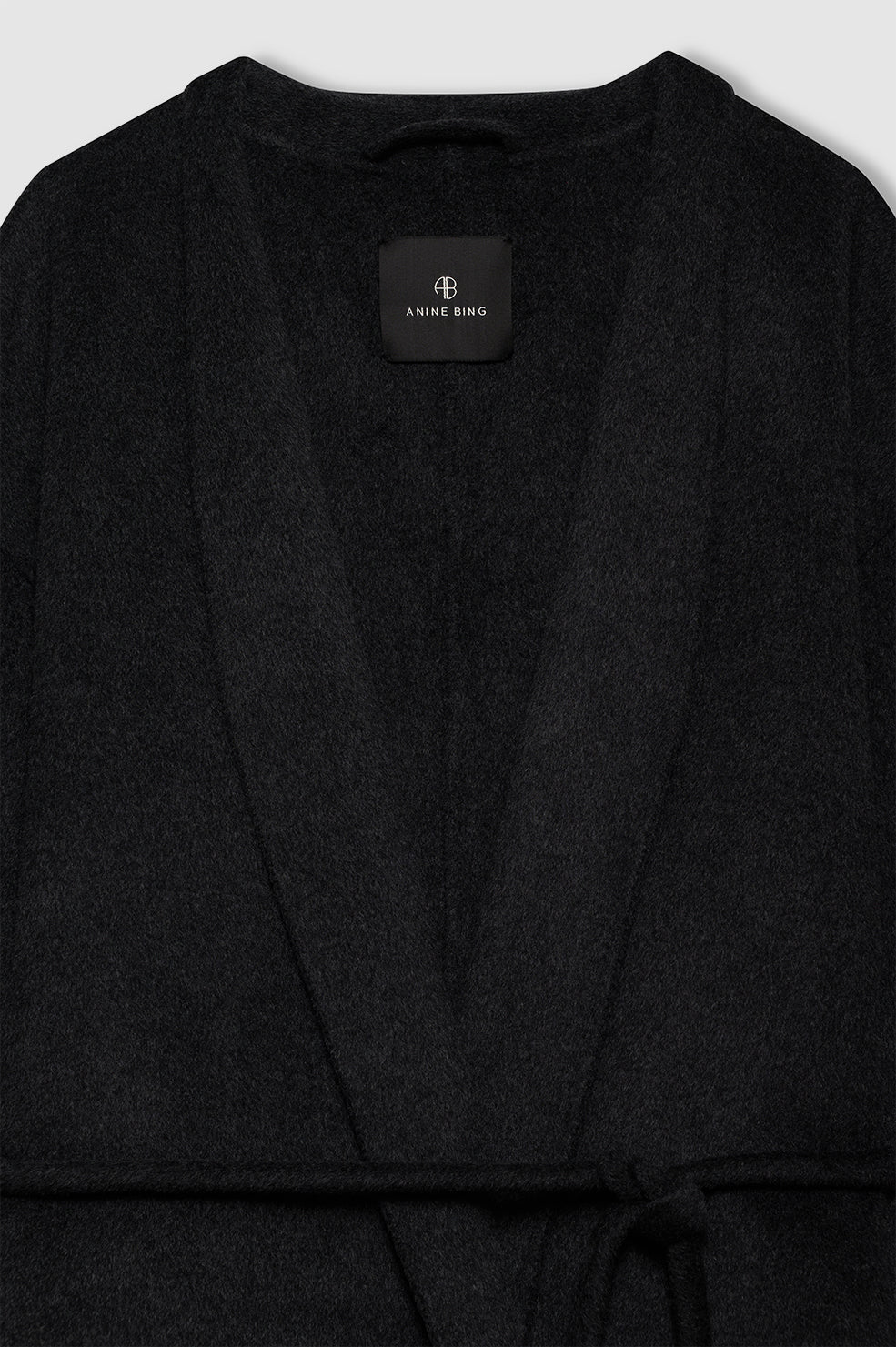 ANINE BING Hunter Coat - Dark Heather Grey Cashmere Blend - Detail View