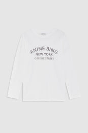 ANINE BING Ivan Long Sleeve New York Stencil - Ivory - front view