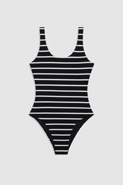 ANINE BING Jace One Piece - Black And White Stripe