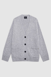ANINE BING Jackson Cardigan - Medium Heather Grey - Front View 
