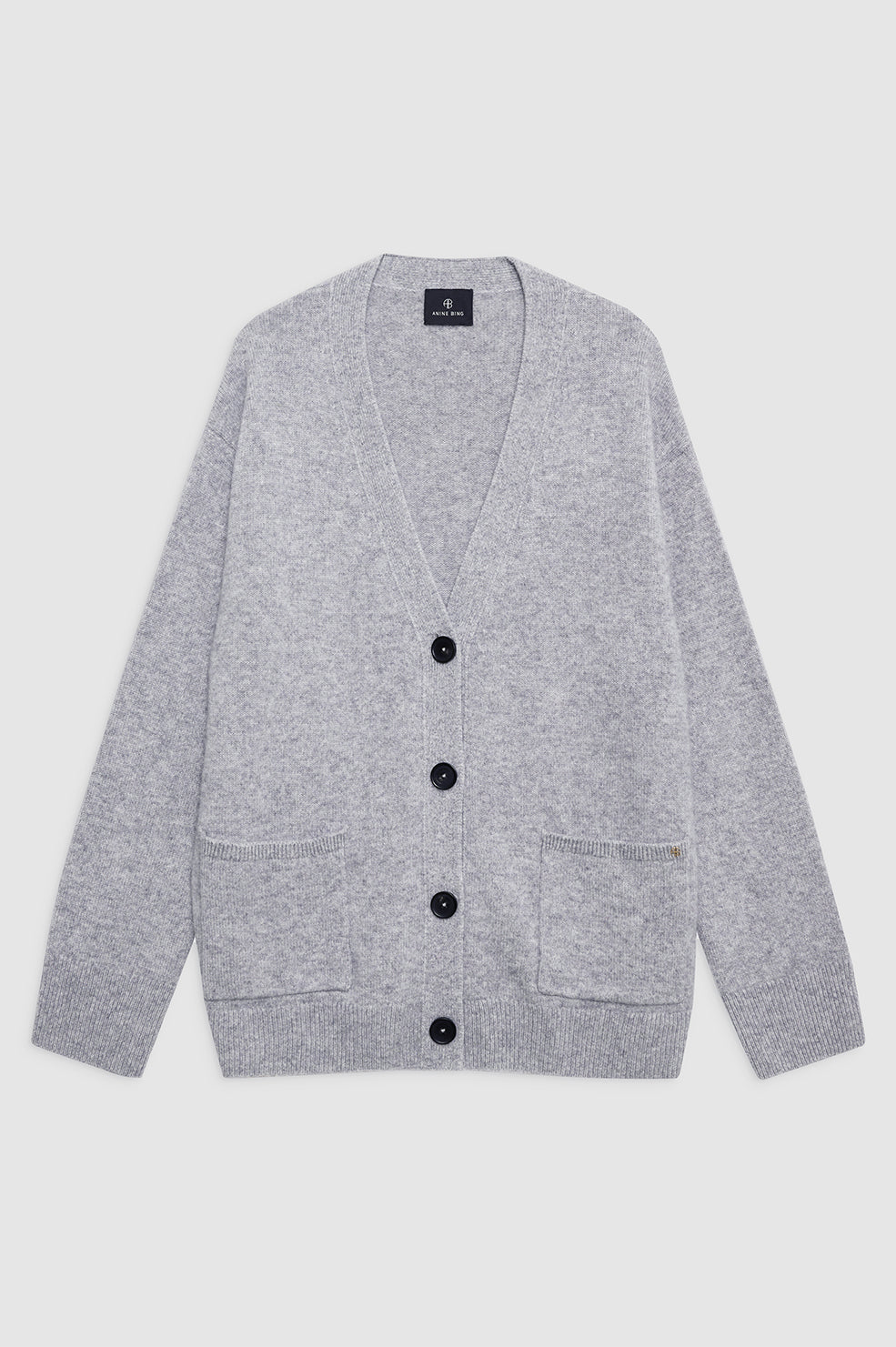 ANINE BING Jackson Cardigan - Medium Heather Grey - Front View 
