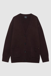 featured-img|ANINE BING Jackson Cardigan - Deep Brown - Front View