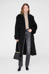 ANINE BING Jackson Turtleneck Sweater - Stone Melange - on model front second image 