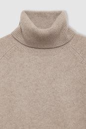 ANINE BING Jackson Turtleneck Sweater - Stone Melange - detail view