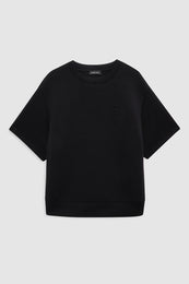 ANINE BING Jadon Sweatshirt Framed Monogram - Black - Front View 