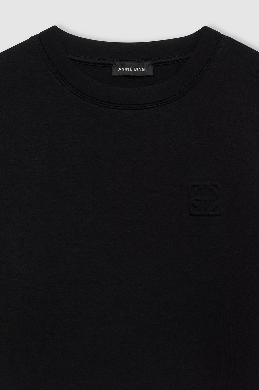 ANINE BING Jadon Sweatshirt Framed Monogram - Black - Detail View 