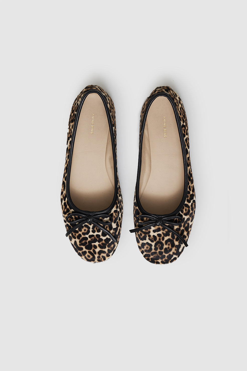 ANINE BING Jamie Flats - Leopard Calf Hair - Top Pair View