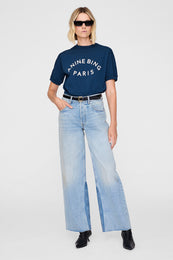 ANINE BING Jaylin Tee Paris - Washed Navy - On Model Front 