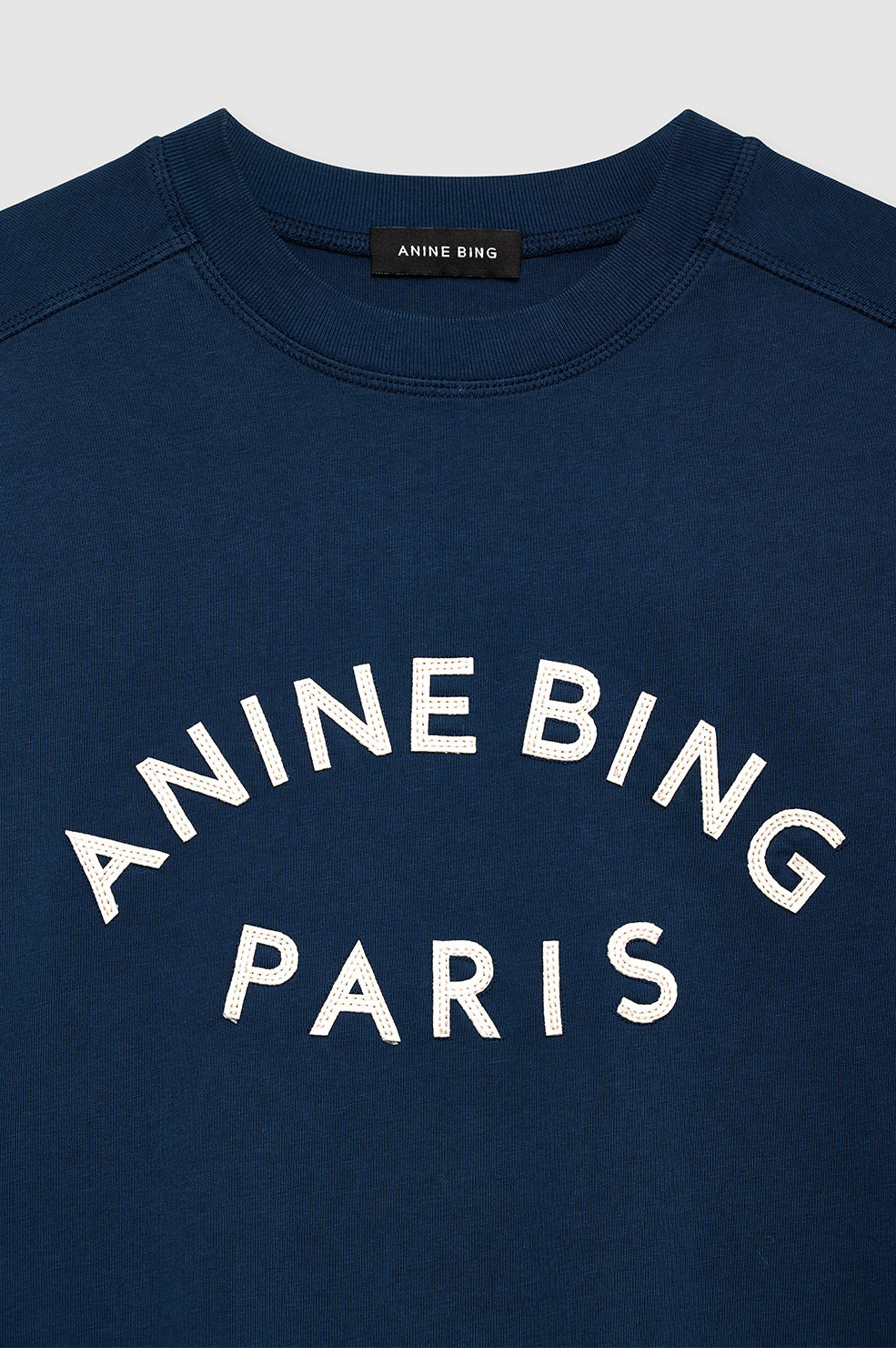 ANINE BING Jaylin Tee Paris - Washed Navy - Detail View 