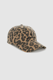 ANINE BING Jeremy Baseball Cap - Black And Brown Leopard - Side View