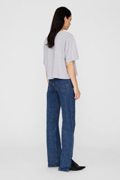 ANINE BING Johnny Cropped Tee - Grey - On Model Back 