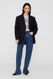 ANINE BING Johnny Cropped Tee - Grey - On Model Front Second Image 