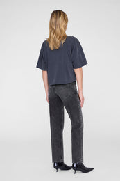 ANINE BING Johnny Cropped Tee - Washed Black - on model back 
