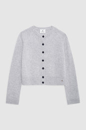 ANINE BING Joye Cardigan - Light Heather Grey - front view