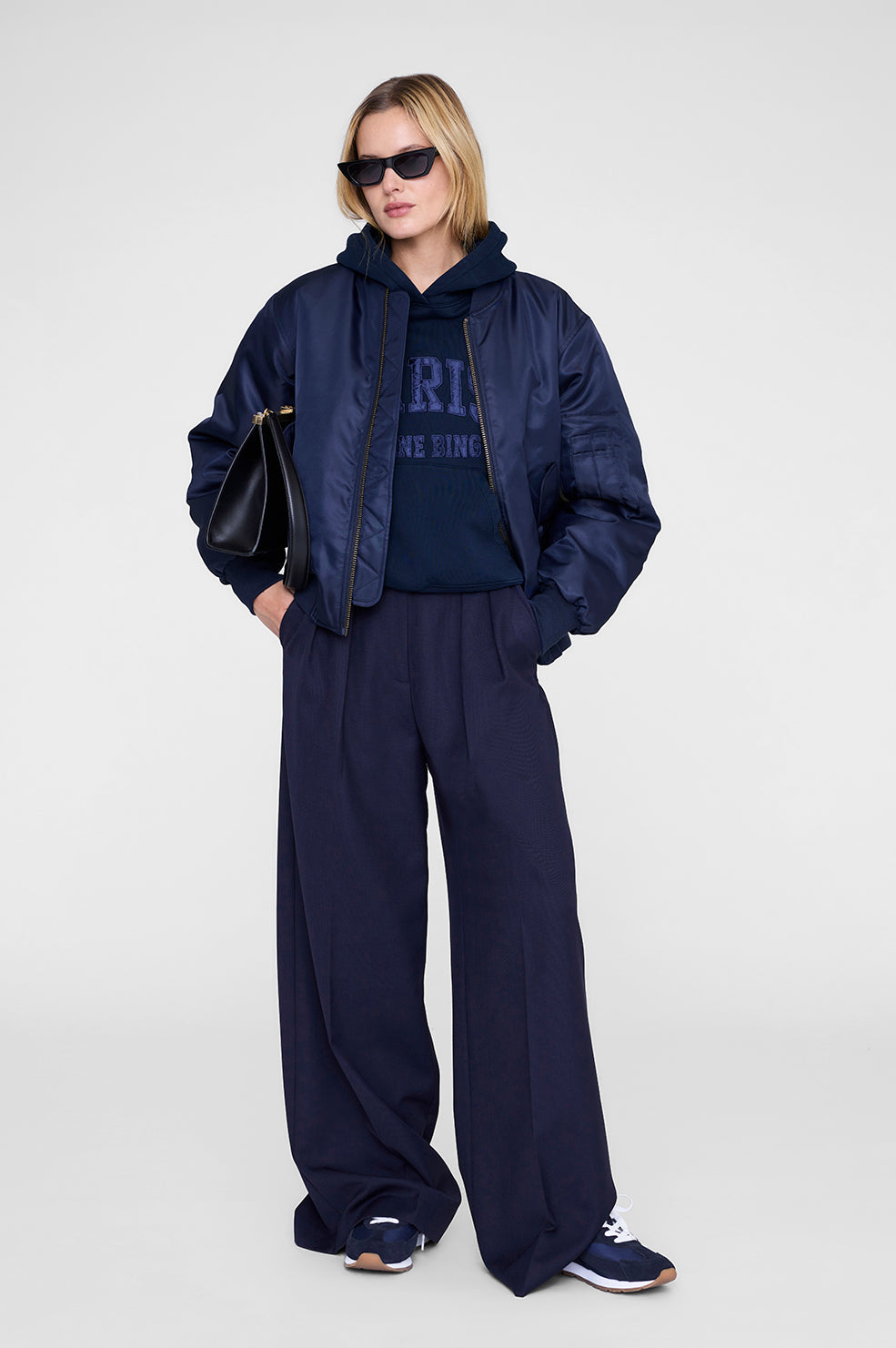 ANINE BING Juno Sneakers - Navy Suede - on model front