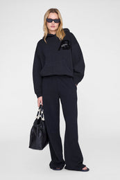 ANINE BING Kacey Sweatpant Monogram - Vintage Black - on model front 