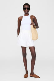ANINE BING Kam Short - Ivory Linen Blend    - On Model Front 