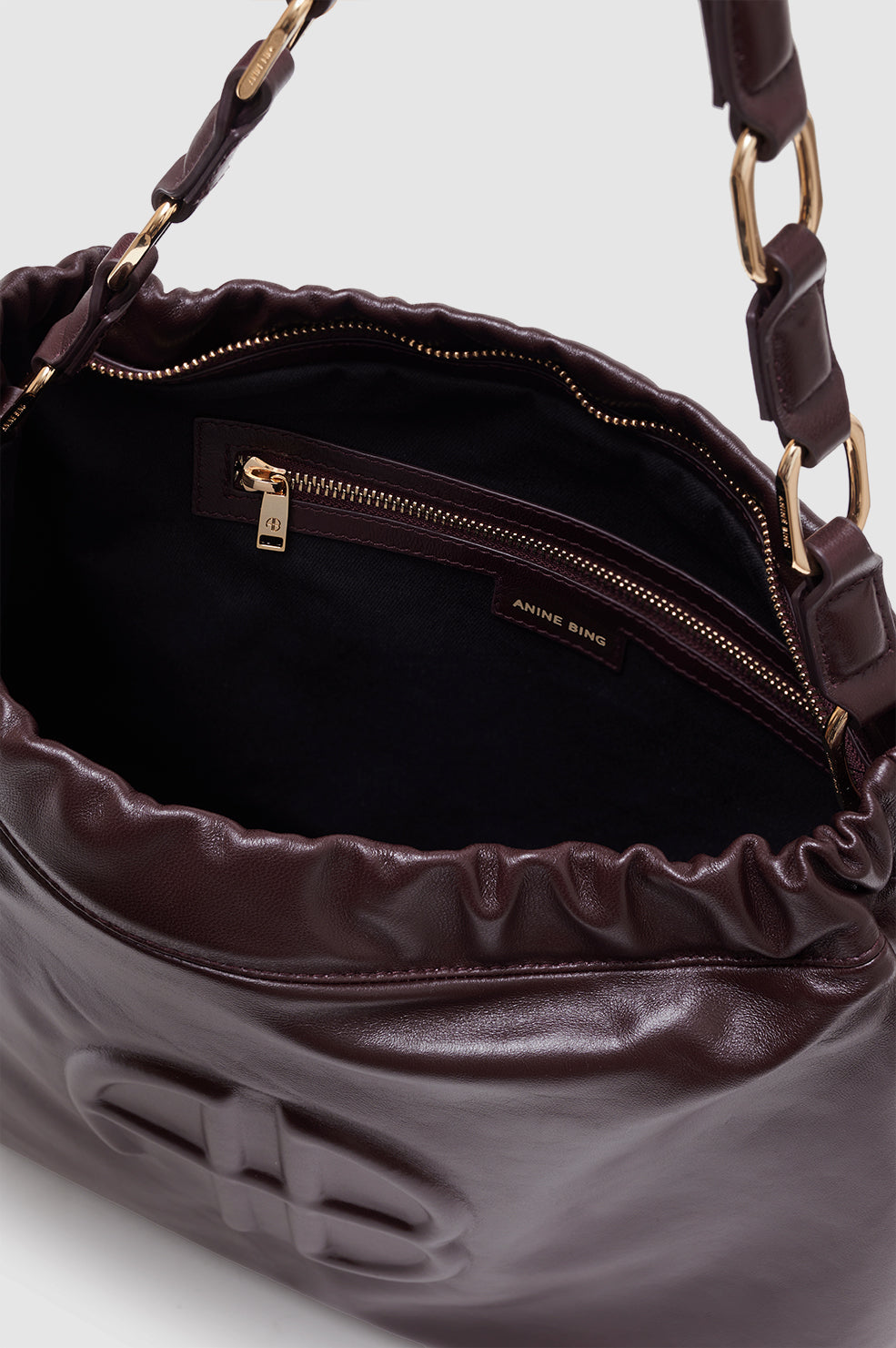 ANINE BING Kate Shoulder Bag - Bordeaux - Inside View