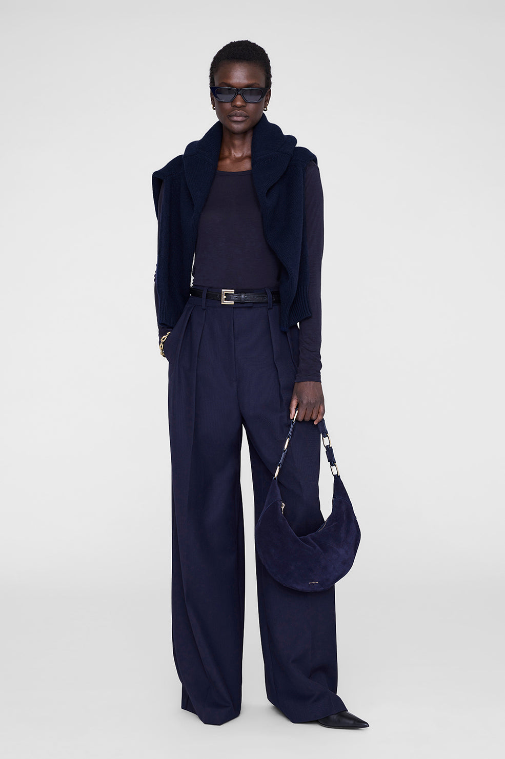 Kate Hobo Bag - Navy Suede View 2