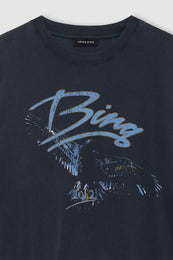 ANINE BING Kent Tee Eagle - Washed Black - detail view