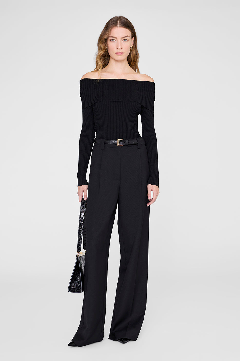 ANINE BING Kira Sweater - Black - on model front