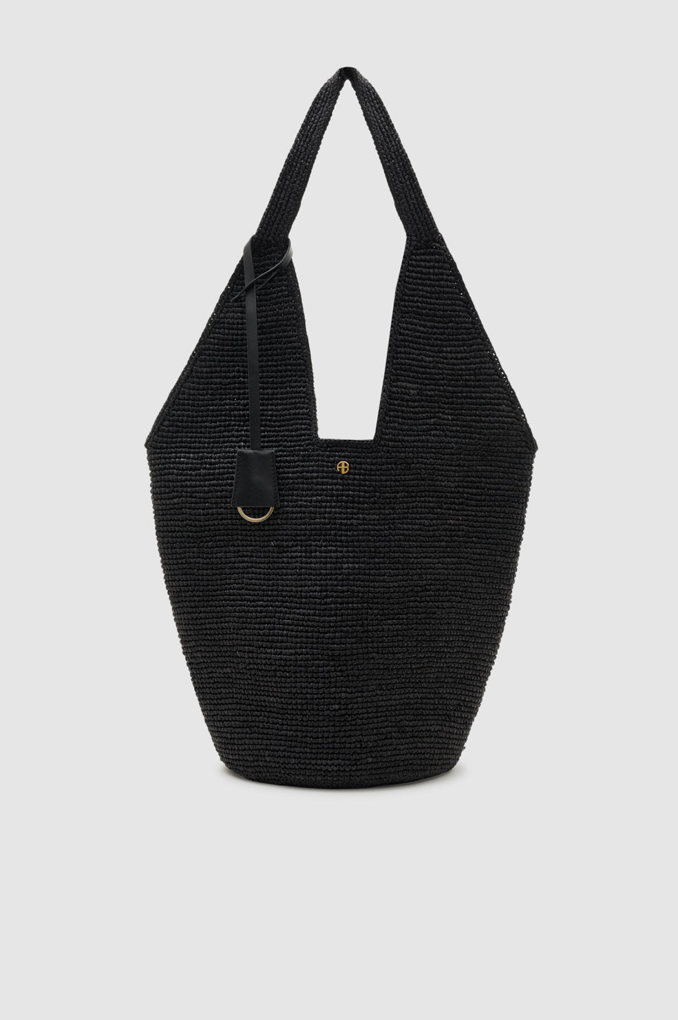 Leah Hobo Bag Plain Raffia - Black