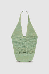 ANINE BING Leah Logo Hobo Raphia - Sea Foam Green - front view