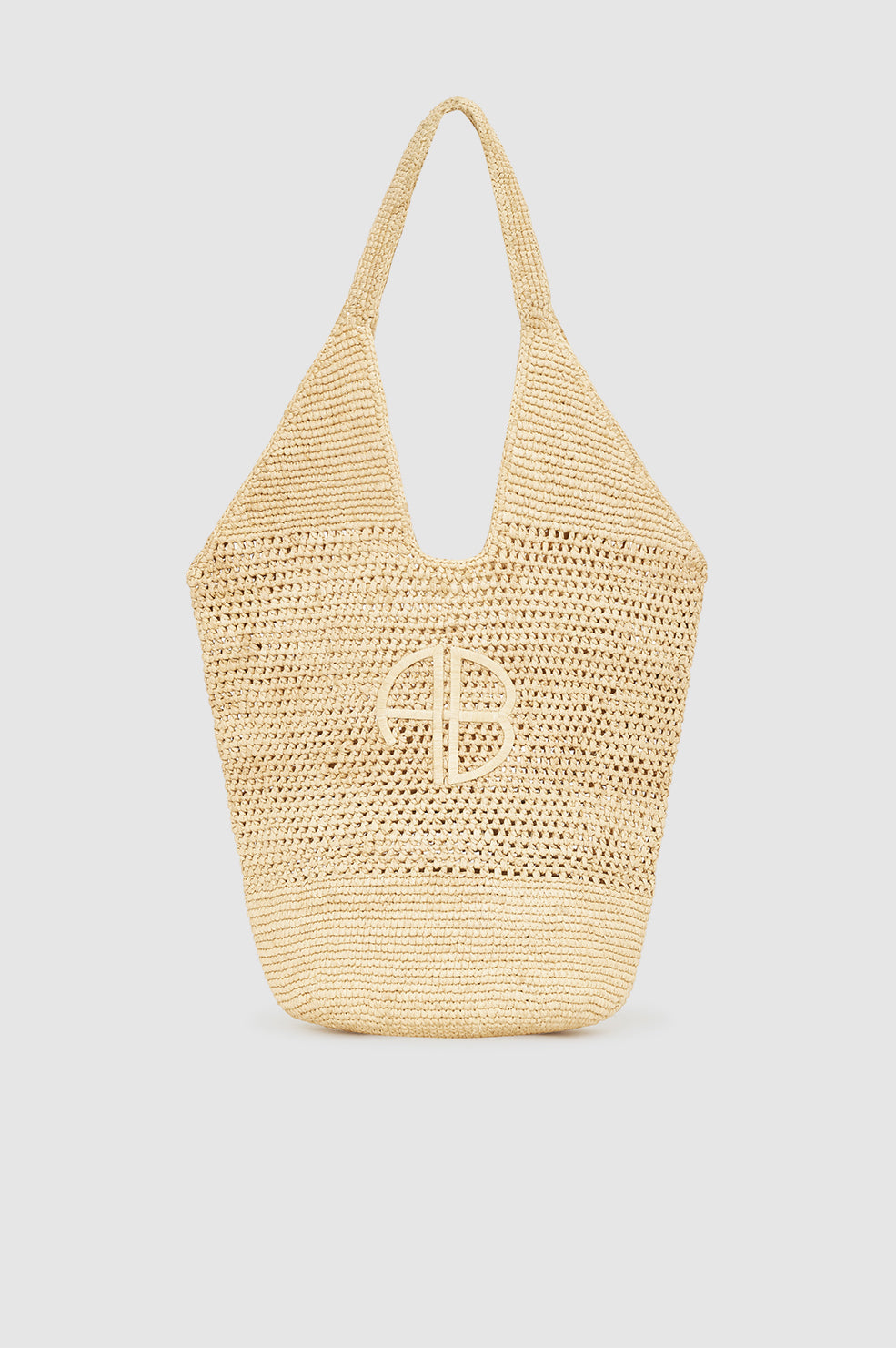 ANINE BING Leah Logo Hobo Raphia - Natural - front view