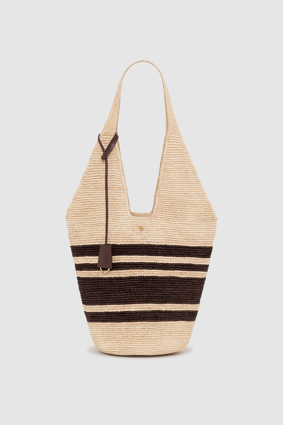 Leah Stripes Hobo Raffia - Natural and Brown Stripe View 1