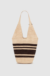 ANINE BING Leah Stripes Hobo Raffia - Natural and Brown Stripe - back view