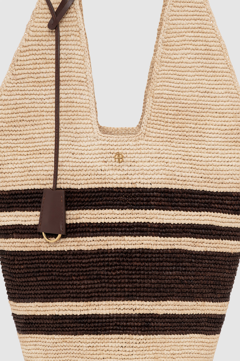 Leah Stripes Hobo Raffia - Natural and Brown Stripe View 5