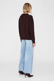 ANINE BING Lee Crew Sweater - Deep Brown - On Model Back View