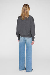 ANINE BING Lee Polo Sweater - Medium Heather Grey - on model back