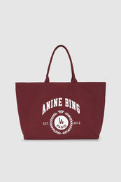 ANINE BING Leo Canvas Tote Collegiate - Fig - front view