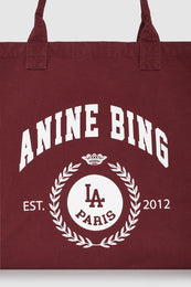 ANINE BING Leo Canvas Tote Collegiate - Fig - detail view