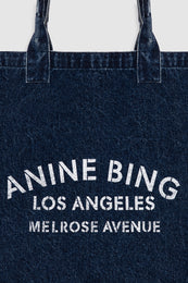 ANINE BING Leo Denim Tote - Ink Blue - detail view