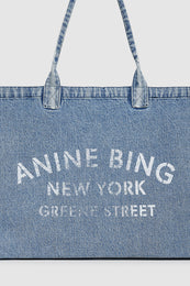 ANINE BING Leo Denim Tote - Shadow Blue - detail view