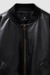 ANINE BING Leon Bomber - Black Recycled Leather - detail view