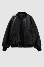 featured-img|ANINE BING Leon Bomber - Black Recycled Leather - front image