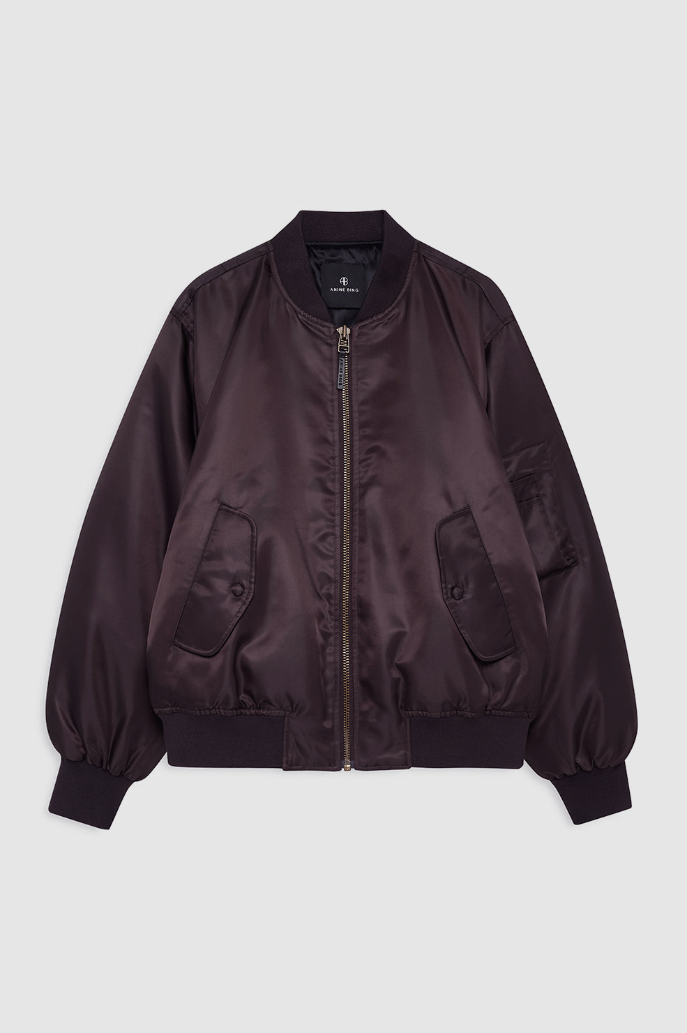 featured-img|ANINE BING Leon Bomber - Deep Brown - Front View 