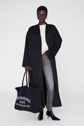 ANINE BING Leo Canvas Tote - Black - on model front