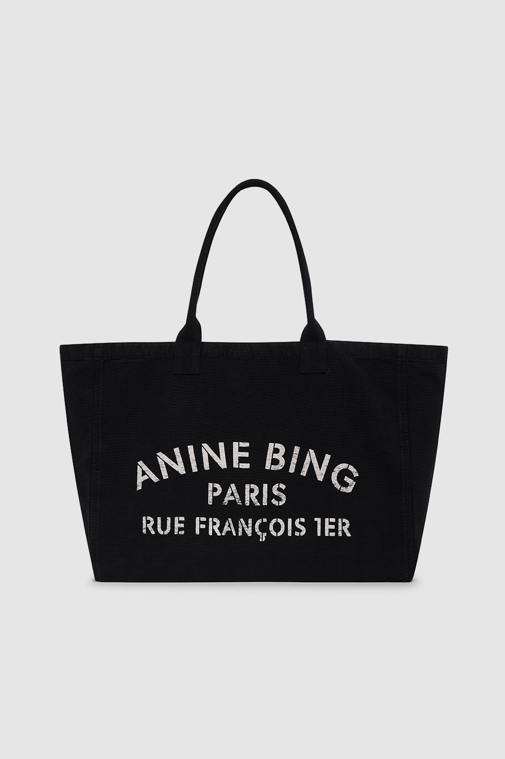 ANINE BING Leo Canvas Tote - Black - front view