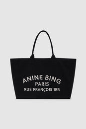 ANINE BING Leo Canvas Tote - Black - front view