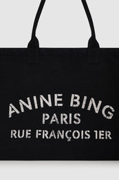 ANINE BING Leo Canvas Tote - Black - detail view