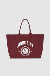 ANINE BING Leo Canvas Tote Collegiate - Fig - front view