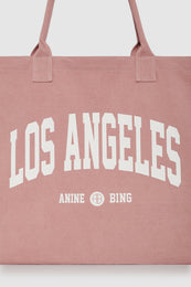 ANINE BING Leo Canvas Tote Los Angeles University - Earth Red - detail view