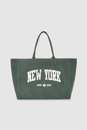 ANINE BING Leo Canvas Tote New York University - Cilantro - front view