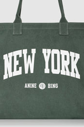 ANINE BING Leo Canvas Tote New York University - Cilantro - detail view