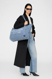 ANINE BING Leo Denim Tote - Shadow Blue - on model second image