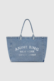 ANINE BING Leo Denim Tote - Shadow Blue - front view